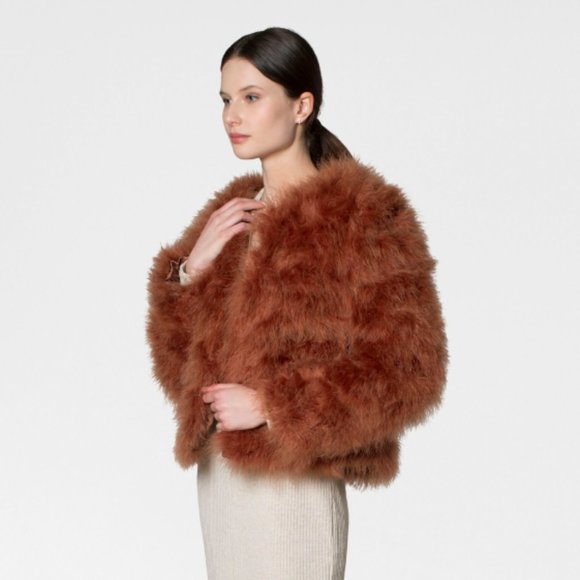 AVA KRIS BLAKE FEATHER COAT - Toffee - Picture 2 of 2